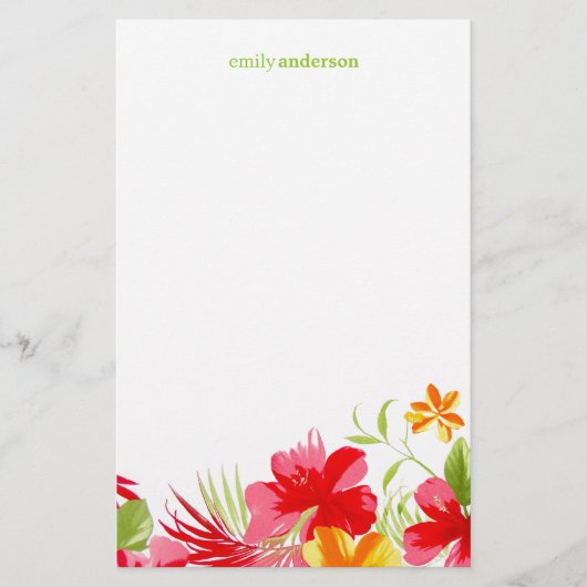 Tropisch Hibiscus gepersonaliseerd kantoorbenodigd Briefpapier (Voorkant)