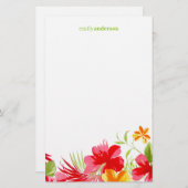 Tropisch Hibiscus gepersonaliseerd kantoorbenodigd Briefpapier (Voorkant / Achterkant)