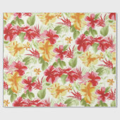 Tropisch Hibiscus Hawaiian Floral Cadeaupapier (Vlak)