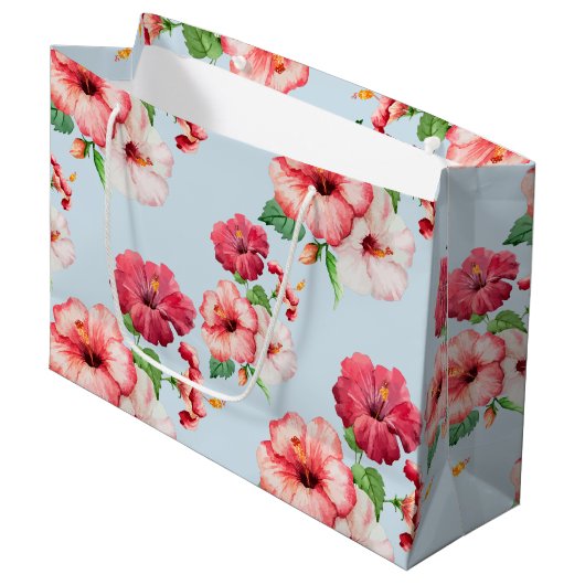 Tropisch Hibiscus Hawaiian Floral  Large Cadeautasje (Voorkant Gekanteld)