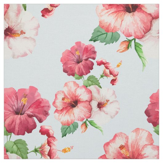Tropisch Hibiscus Hawaiian Floral Stof (Swatch)