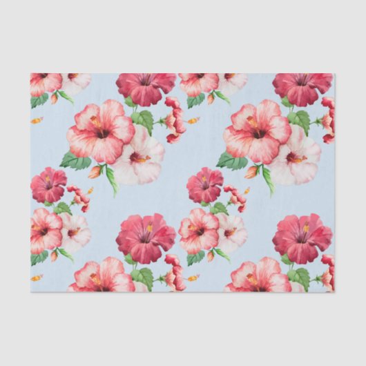 Tropisch Hibiscus Hawaiian Floral  Tissuepapier (Voorkant)