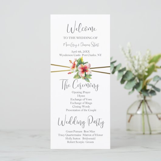 Tropisch Hibiscus huwelijksprogramma (Staand voorkant)