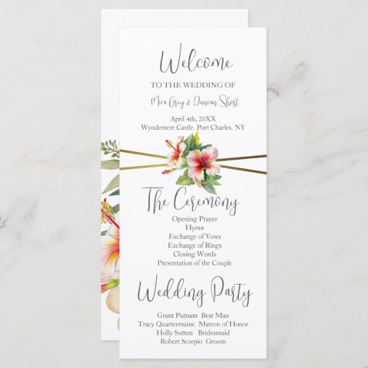 Tropisch Hibiscus huwelijksprogramma (Voorkant / Achterkant)