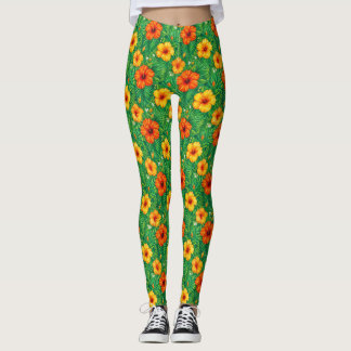 Tropisch Hibiscus Junglepatroon Leggings