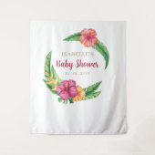 Tropisch Hibiscus Luau Baby shower Achtergrond Wandkleed (Voorkant)