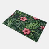 Tropisch Hibiscus Monstera Jungle Patroon Deurmat (Schuin)