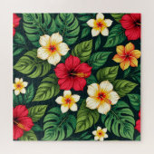 Tropisch Hibiscus Monstera Patroon Legpuzzel (Horizontaal)