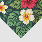 Tropisch Hibiscus Monstera Patroon Tissuepapier (Detail)
