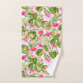 Tropisch hibiscus palm monstera patroon bad handdoek (Handdoek)