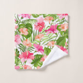 Tropisch hibiscus palm monstera patroon bad handdoek (Wasdoekje)