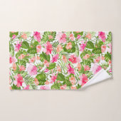 Tropisch hibiscus palm monstera patroon bad handdoek (Handdoek)