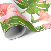 Tropisch hibiscus palm monstera patroon cadeaupapier (Rol Hoek)