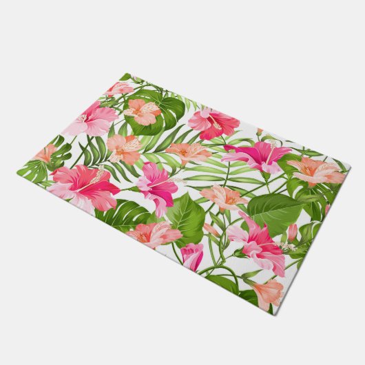 Tropisch hibiscus palm monstera patroon deurmat (Schuin)