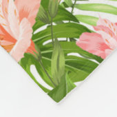 Tropisch hibiscus palm monstera patroon fleece deken (Hoek)