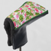 Tropisch hibiscus palm monstera patroon golfheadcover (3/4 voorkant)