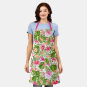 Tropisch hibiscus palm monstera patroon schort (Gedragen)