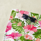 Tropisch hibiscus palm monstera patroon strandlaken (In situ)