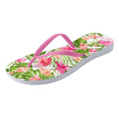 Tropisch hibiscus palm monstera patroon teenslippers (Schuin)