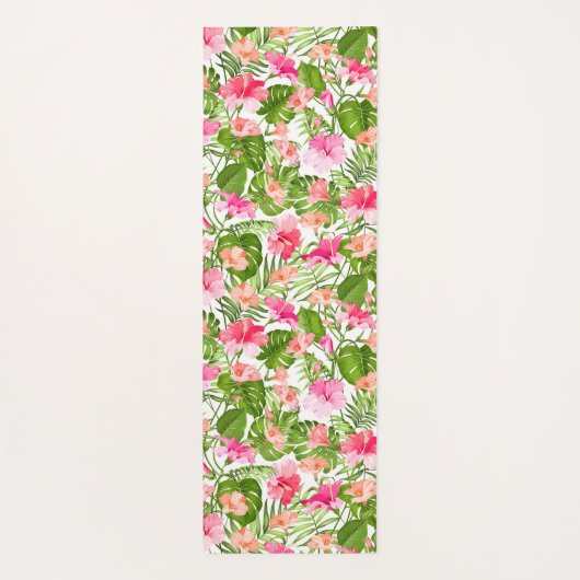 Tropisch hibiscus palm monstera patroon yogamat (Achterkant)