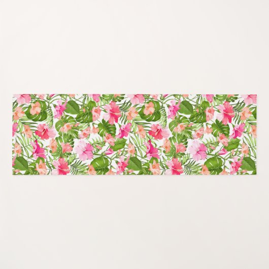Tropisch hibiscus palm monstera patroon yogamat (Voorkant (horizontaal))