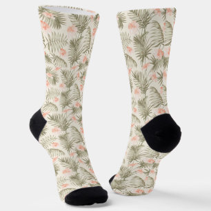 Tropisch Hibiscus Palmboom Patroon Sokken