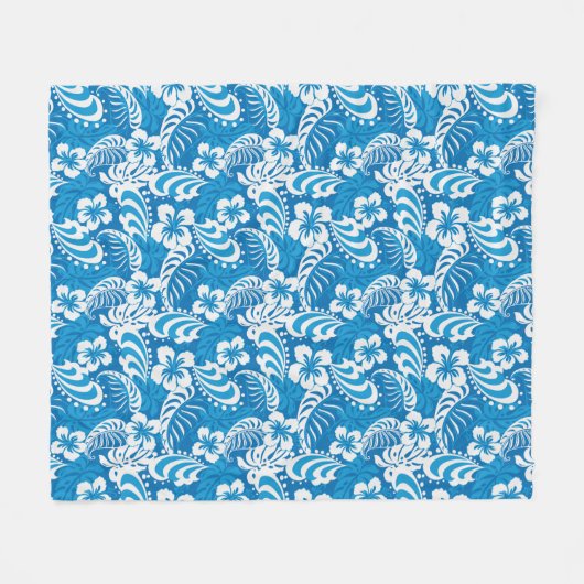 Tropisch Hibiscus Pattern Fleece Deken (Voorkant (Horizontaal))