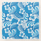 Tropisch Hibiscus Pattern Glazen Onderzetter (Voorkant)