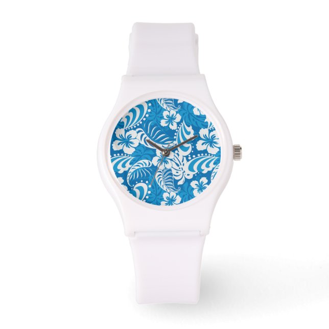 Tropisch Hibiscus Pattern Horloge (Voorkant)