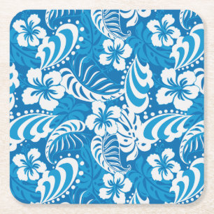 Tropisch Hibiscus Pattern Kartonnen Onderzetters