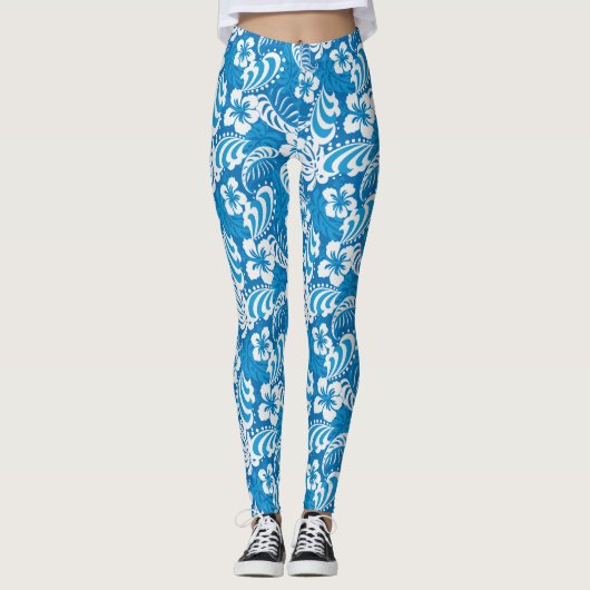 Tropisch Hibiscus Pattern Leggings (Voorkant)