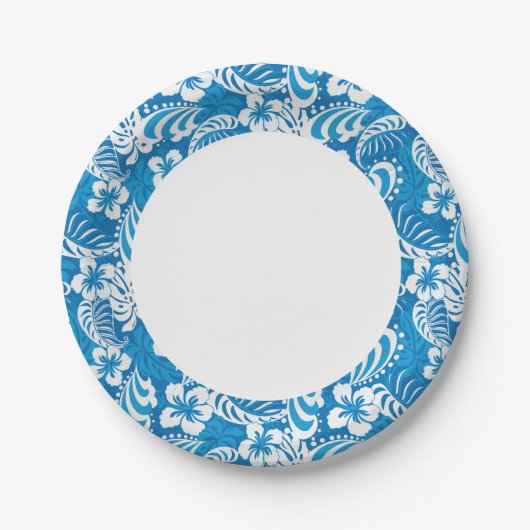 Tropisch Hibiscus Pattern Papieren Bordje (Voorkant)