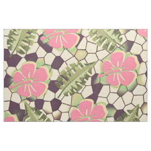Tropisch Hibiscus Pattern - PINK Stof