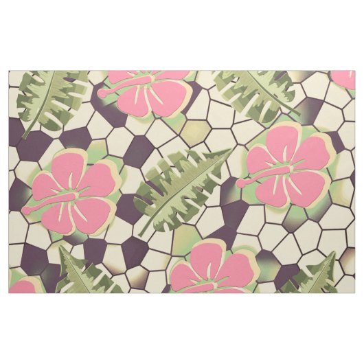 Tropisch Hibiscus Pattern - PINK Stof (Yard (91,4 cm))
