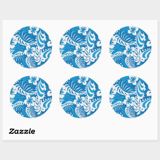 Tropisch Hibiscus Pattern Ronde Sticker (Vel)
