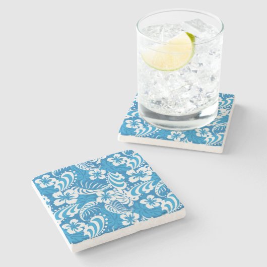 Tropisch Hibiscus Pattern Stenen Onderzetter (Zijkant)