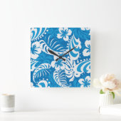 Tropisch Hibiscus Pattern Vierkante Klok (Huis)