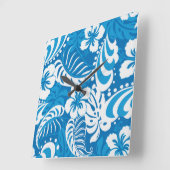 Tropisch Hibiscus Pattern Vierkante Klok (Hoek)