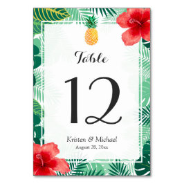 Tropisch Hibiscus Pineapple Weddenlijstnummer Kaart