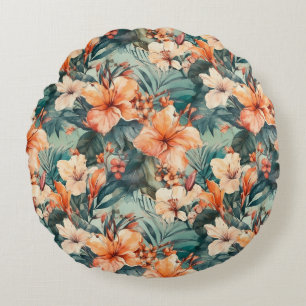 Tropisch Hibiscus rond Sierkussen Kussen