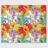 Tropisch Hibiscus Summer Pattern Cadeaupapier (Vlak)
