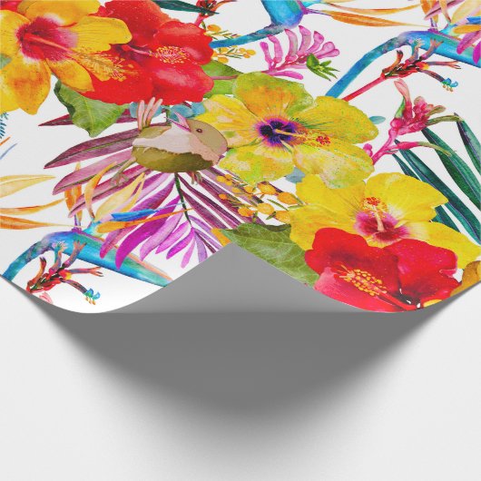 Tropisch Hibiscus Summer Pattern Cadeaupapier (Hoek)