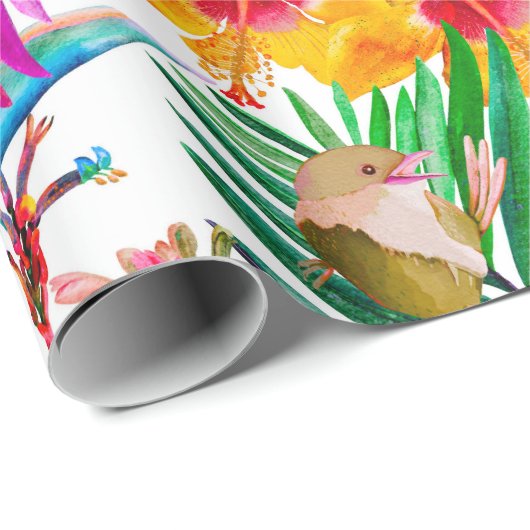 Tropisch Hibiscus Summer Pattern Cadeaupapier (Rol Hoek)