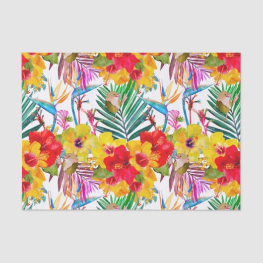 Tropisch Hibiscus Summer Pattern Tissuepapier (Voorkant)