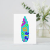 Tropisch Hibiscus Surfboard Briefkaart (Staand voorkant)