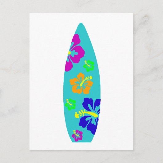 Tropisch Hibiscus Surfboard Briefkaart (Voorkant)