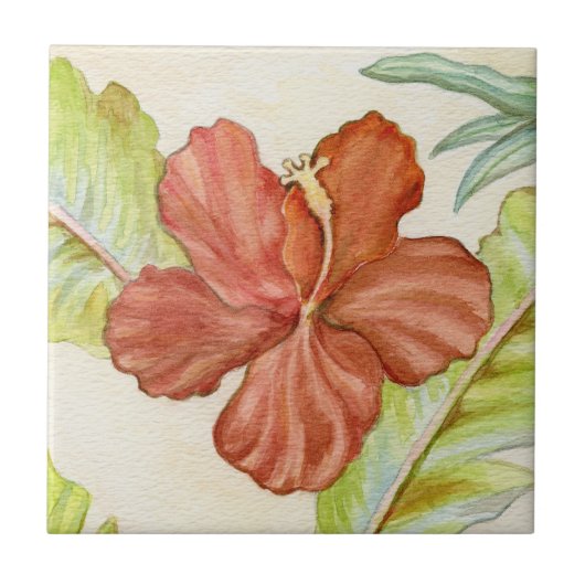 Tropisch Hibiscus Tile Tegeltje (Voorkant)