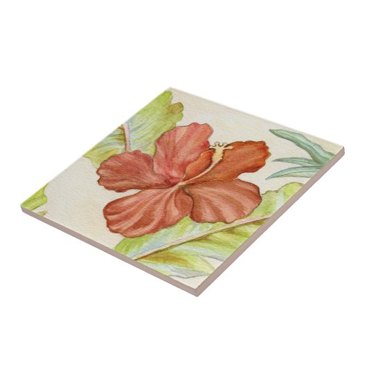 Tropisch Hibiscus Tile Tegeltje (Zijkant)