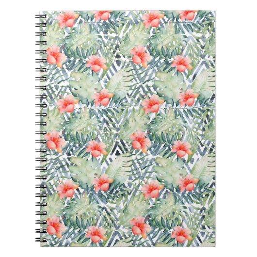 Tropisch Hibiscus Tribal Floral Notitieboek (Voorkant)