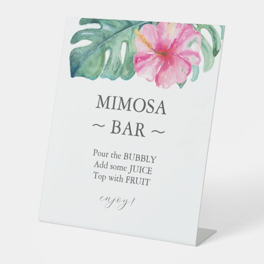 Tropisch Hibiscus Vrijgezellenfeest Mimosa barteke Reclamebord Met Voetstuk (Voorkant)